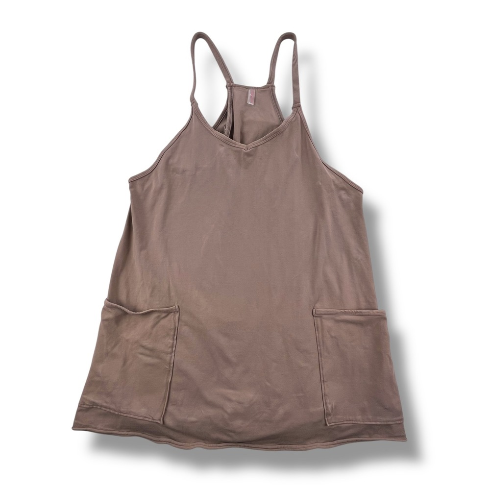 Free People Movement Hot Shot Mini Dress Tan Brown Racerback Activewear Small